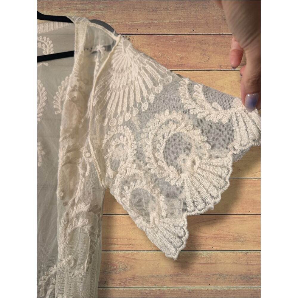 Anthropologie Do Everything in Love embroidered cream white kimono duster, OS - Picture 5 of 8